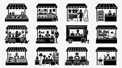 Obraz premium Street Food Stalls Variety Collection.