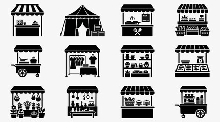 Street Food Stalls Variety Collection. © Dodi