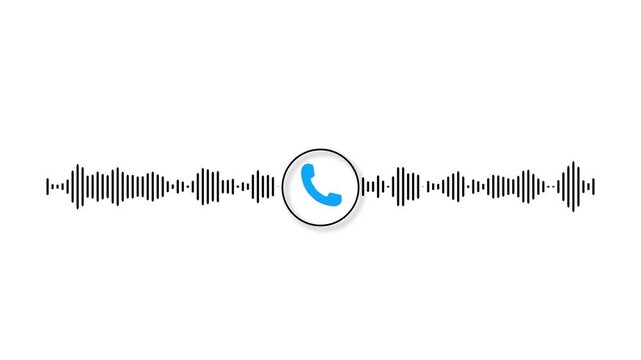 Audio Waveform Animation with Microphone Icon on Isolated White Background, with Full Alpha Channel Seamless
