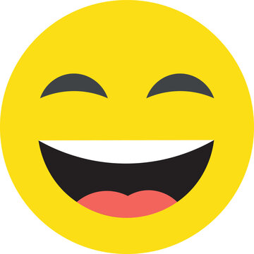 Printlaugh, icon, lol, face, emoticon, happy, concept, flat, emotion, signs, smile, eye, close, symbol, vector, fun, illustration, cheerful, mouth, yellow