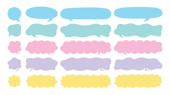 Big vector collection of empty text clouds and thought bubbles for chats and messages in various sizes and colours. Futuristic abstract geometric shapes, clouds and bubbles with a variety of borders.