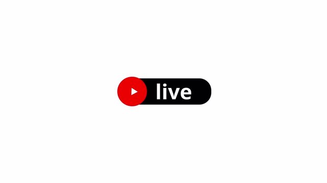 Live streaming sign icon animation, online camera recording overlay animation, live button animation video with transparent background, live streaming and broadcasting with alpha channel.