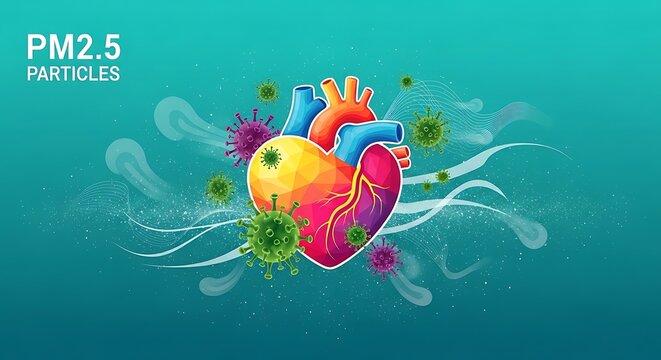 Air pollution heart health concept.