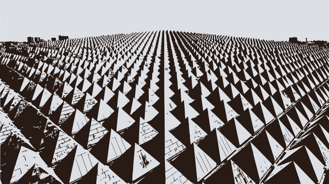 Geometric Pattern of Pyramids in Perspective, Abstract Architectural Background