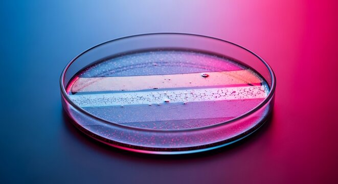 Petri dish with agar gel sample.