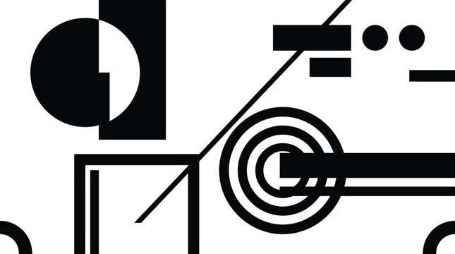Minimalist abstract geometric graphic design with circles and straight lines modern art vector shape composition minimal