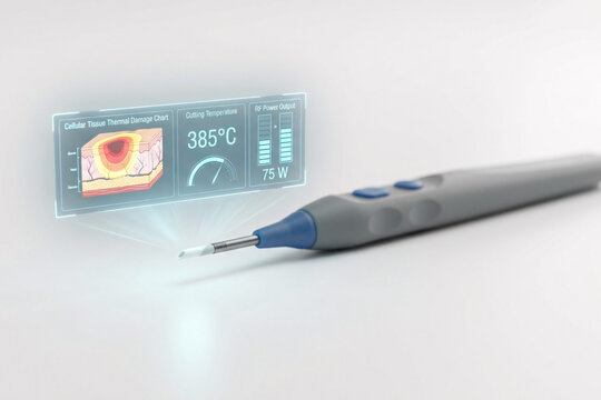 Monopolar electrosurgical scalpel pencil instrument with holographic cutting vs coagulation waveform power output tracking