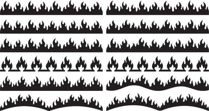 Black floral border designs, ornate leaf patterns, vector illustration, decorative elements, elegant borders