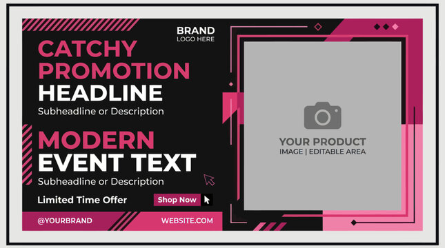 A vibrant promotion template features a modern event text and catchy headline design for a product advertisement.
