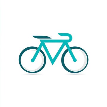 Bicycle Logo sleek bicycle logo with minimalist frame and wheels teal and white urban and eco-friendly isolated on white background