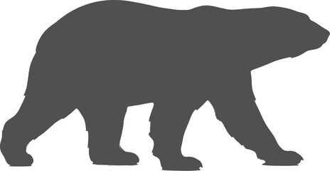 Polar bear silhouette walking sideways isolated on transparent background for wildlife conservation design © Nabil