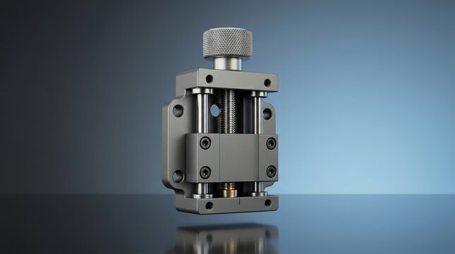 Fine adjuster 3D render, industrial micro adjustment system, precision calibration knob, CNC fine positioning device, mechanical micro adjuster, metrology tool
