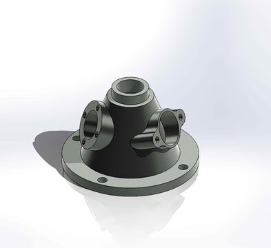 Industrial mechanical component rendered in 3d software for engineering design.