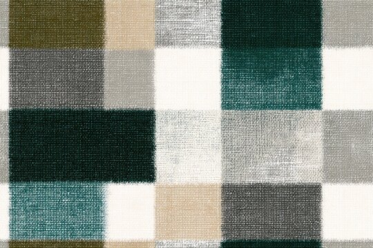 Fabric texture seamless pattern background Plaid reinvented with asymmetrical color-blocking muted tones with one bold accent stripe