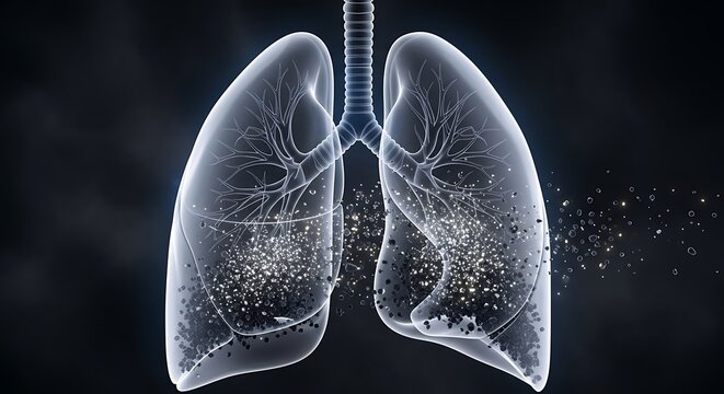 Human lungs with smoke and pollution.