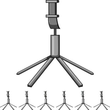 i phone tripod cartoon. vertical lamp, mobile stand, smart circle i phone tripod sign colorful illustration