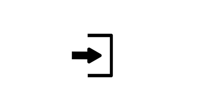 Log in icon arrow moving animation.Dynamic animated icon on white background,motion graphic animation.