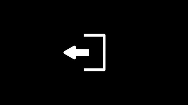 Log out arrow moving left log out button concept.Access authorization page asking animation on black background.