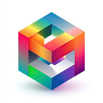 A 3D isometric cube logo with gradient shading modern tech feel geometric precision sleek and versatile isolated on white background