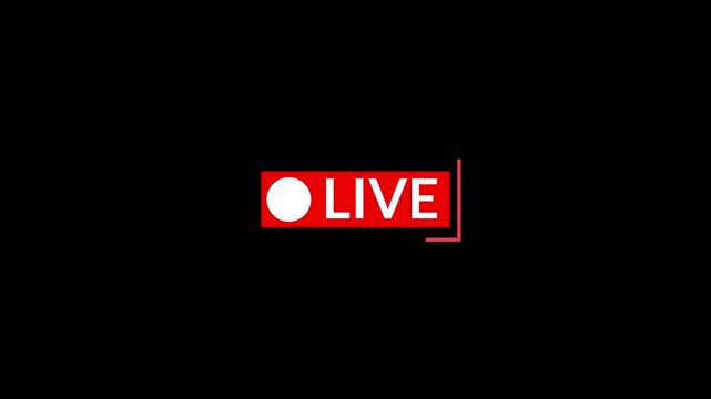 Live streaming sign icon animation, online camera recording overlay animation, live button animation video with transparent background, live streaming and broadcasting with alpha channel.