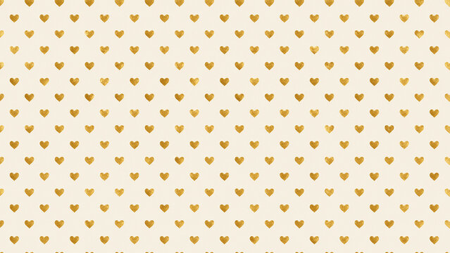 Gold Polka Dot Hearts Seamless Repeat Pattern on Ivory Background Elegant Wallpaper