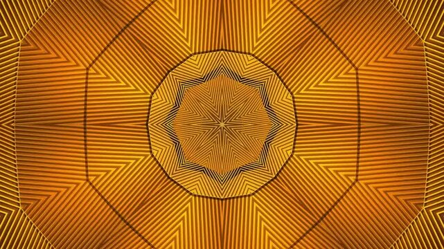 Rotating Gold Octagon Kaleidoscope Abstract Loop Background