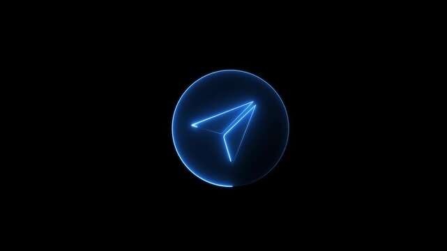 Neon telegram icon isolated on black background. motion graphic animation 4k Video.