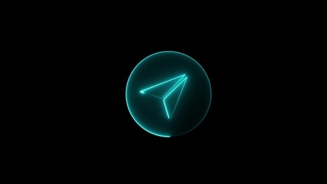 Neon telegram icon isolated on black background. motion graphic animation 4k Video.