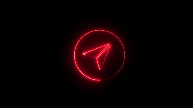Neon telegram icon isolated on black background. motion graphic animation 4k Video.