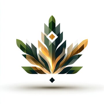 Cannabis Logo modern cannabis logo with leaf and geometric shapes green and gold sleek and professional isolated on white background