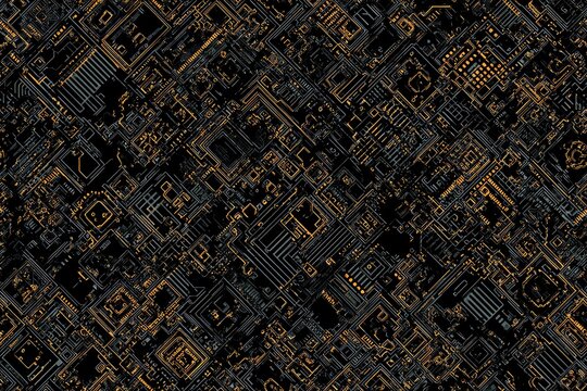 Fabric texture seamless pattern background Sci-Fi Circuit Boards Metallic-threaded digital circuit prints on sleek polyester futuristic and cool for tech-loving teens