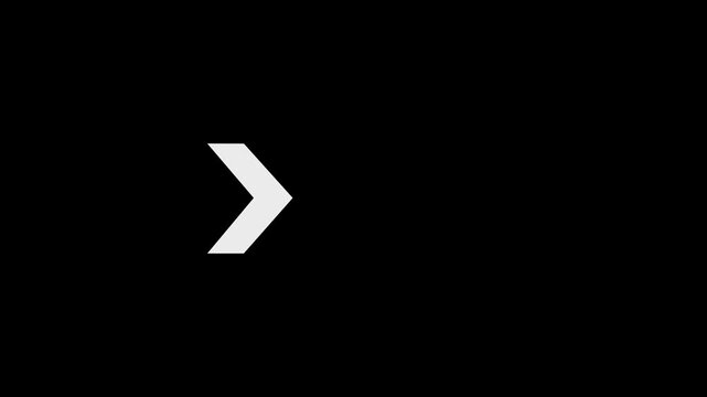 Animated arrow direction sign on transparent background with alpha channel. animation