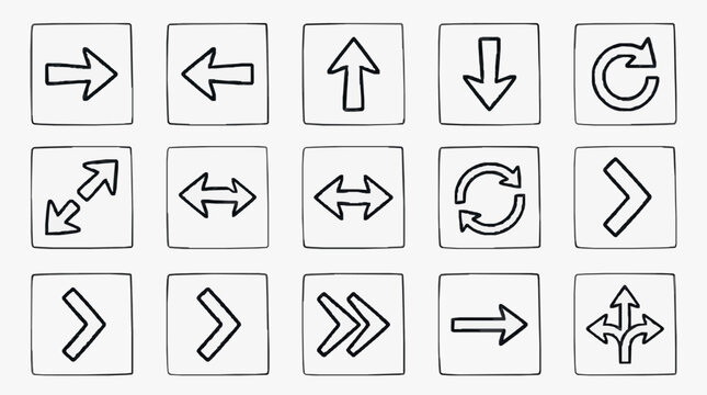 Vector Directional Arrow Set Icons.