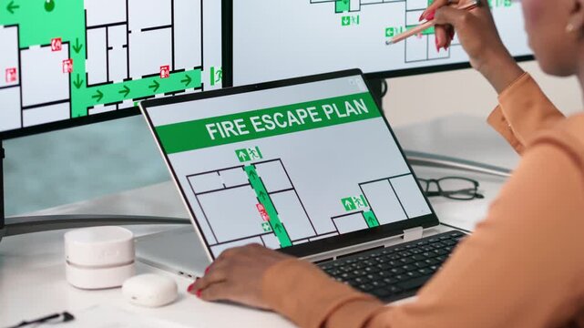 Safety Officer Reviews Emergency Escape Routes