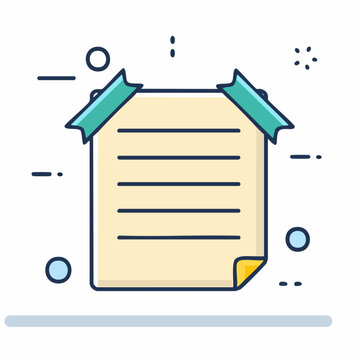 Flat design icon of a note with lines and tape