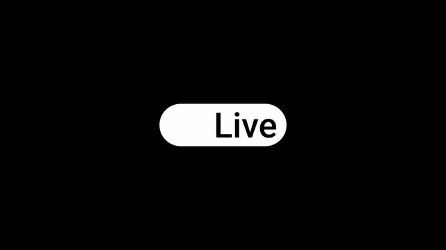 Live streaming sign icon animation, online camera recording overlay animation, live button animation video with transparent background, live streaming and broadcasting with alpha channel.