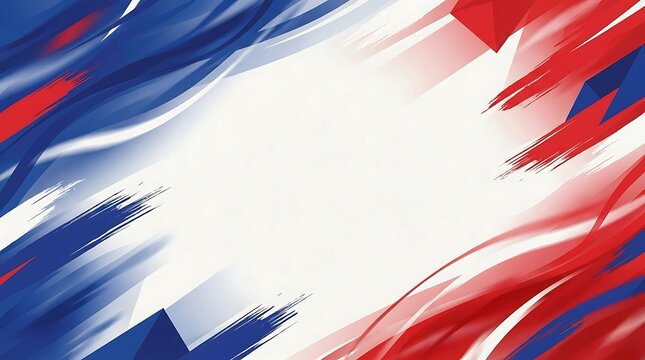 Abstract red and blue brush stroke background with white center space for patriotic french celebration events and bastille day promotional sales banners