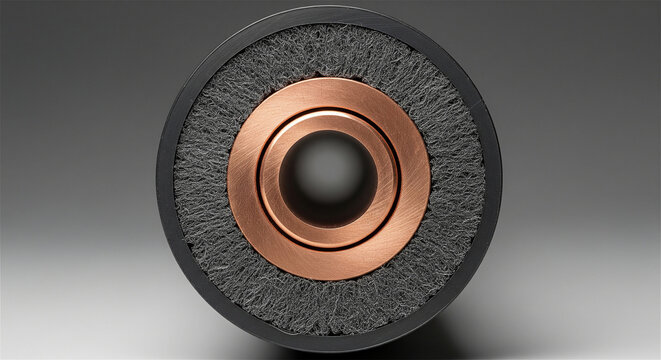 Industrial copper cable cross section, high voltage power wire layers, electrical conductor with insulation and shielding for energy infrastructure