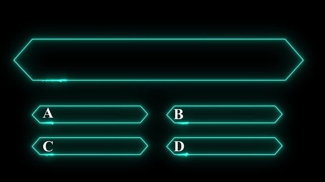 Quiz Neon Line Animation with option selection on black background.