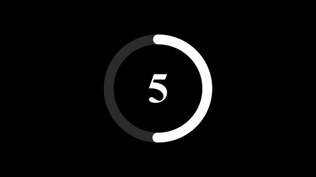 Countdown timer from 10 to 0 seconds real time. Animated number 10 countdown graphic on black background with modern minimalist design.