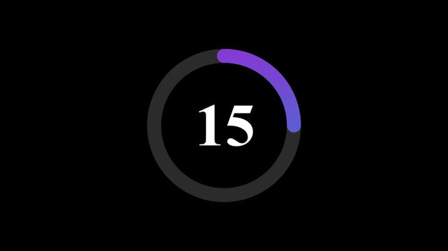 Countdown timer from 20 to 0 seconds real time. Animated number 20 countdown graphic on black background with modern minimalist design.