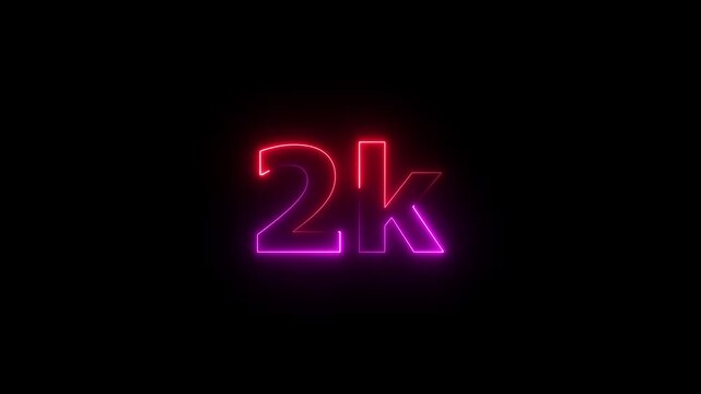 Neon Glowing 2k Celebration Text Animation Motion Graphic.