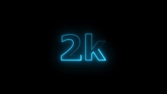 Neon Glowing 2k Celebration Text Animation Motion Graphic.