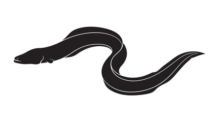 Obraz premium Black Eel Silhouette Against White Background Minimalist Graphic