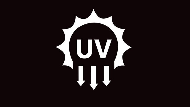 UV radiation, solar ultraviolet light vector icon and black background.