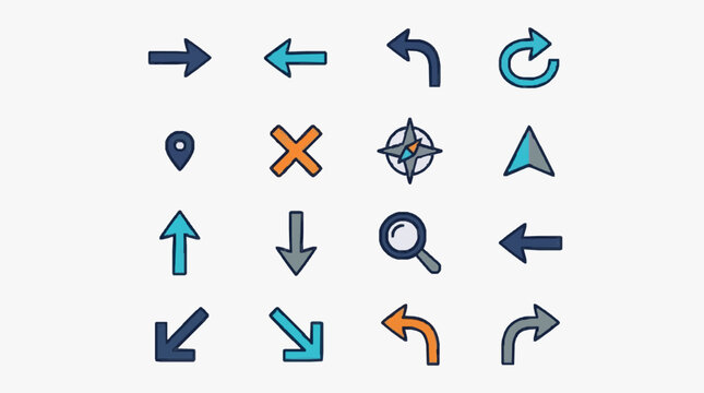 Vector Directional Navigation Icons Set.