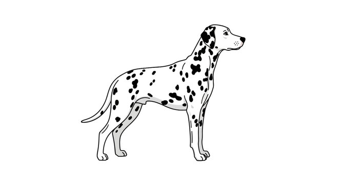 Dalmatian dog profile standing on white