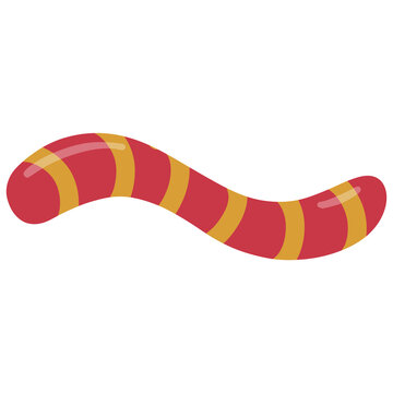 Cartoon illustration of colorful jelly worm candies 