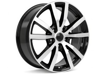 Fototapeta premium Black and silver car wheel close-up