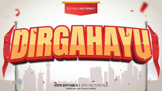 3D text effect Indonesian independence theme